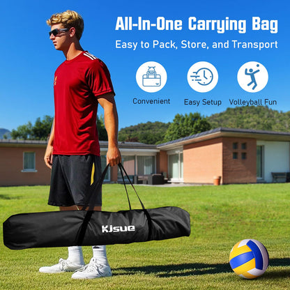 Freestanding Volleyball Net Set for Backyard - 12FT Portable Outdoor Volleyball Net Training Equipment with Soft Volleyball, Pump, Boundary Mark and Carry Bag for Park, Beach Games, Volleyball Sports