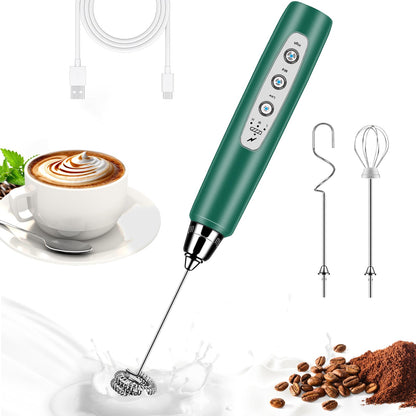 Milk Frother Handheld for Coffee, Electric Whisk 3 Speed Adjustable, Drink Mixer with Stainless 3 Whisks, Rechargeable Hand Frother Wand, Foam Maker for Latte Cappuccino Matcha Egg Silver