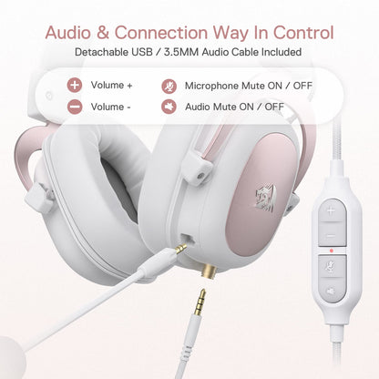 Redragon H510 Zeus White Wired Gaming Headset - 7.1 Surround Sound - Memory Foam Ear Pads - 53MM Drivers - Detachable Microphone - Multi Platforms for PC, PS4/3 & Xbox One/Series X, NS
