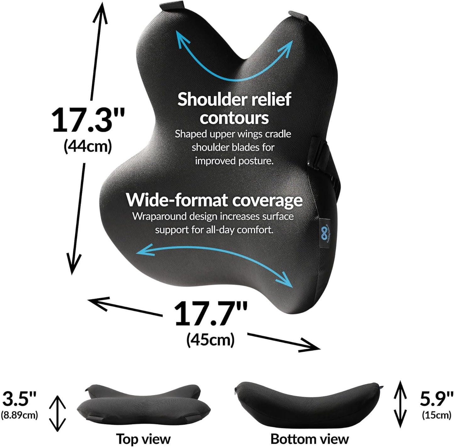 Everlasting Comfort Lumbar Support Pillow for Office Chair - Memory Foam Back Cushion for Car Seat - Promotes Better Posture, Back Pain Relief - Ideal Gaming and Desk Chairs Work and Home Essentials