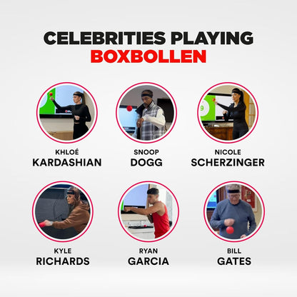 Boxbollen® Boxing Reflex Ball - Celebrity-Endorsed Home Workout Game - App-Connected Punch Counter - Hand Eye Coordination Training Ball - Christmas Gift for Boxers, All Ages - Stocking Stuffer Black