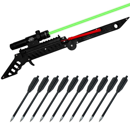 Folding Crossbow Professional Training Portable Easy Storage Lightweight Archery Equipment for Adults Target Practice (Laser Folding Crossbow Pro)