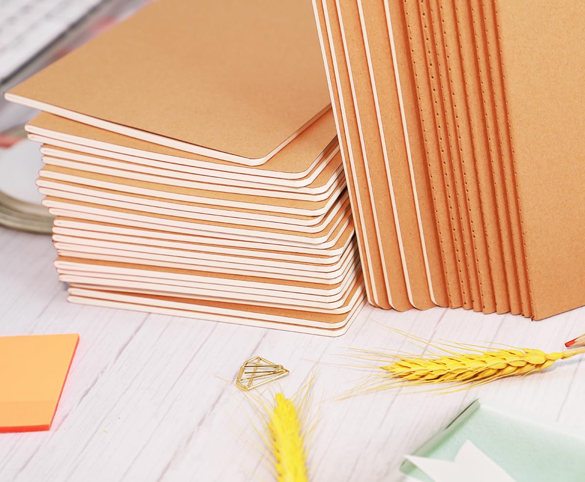 FAWTEEM 24 Pack A5 Blank Notebook Bulk Kraft Cover Blank Sketch Book Pad Travel Journals Composition Diary Subject Notebooks Planner 60 Pages, 8.3”x 5.5”