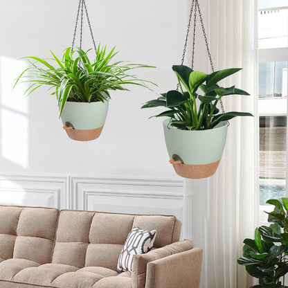 Lucieblessdesign 3 Pack Hanging Planter Indoor Outdoor Flower Pots 7/6.5/5 Inch, Self-Watering Hanging Pot with Drainage Holes Hanging Baskets Holder Plant Pots for Garden (Green)