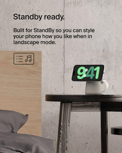 Belkin 2-in-1 MagSafe Wireless Charging Dock 15W Fast Charge iPhone Charger Compatible with iPhone 17, 16, 15, and 14 Series, AirPods, Pixel 10, and Other MagSafe Enabled Devices, PSU Included - Black