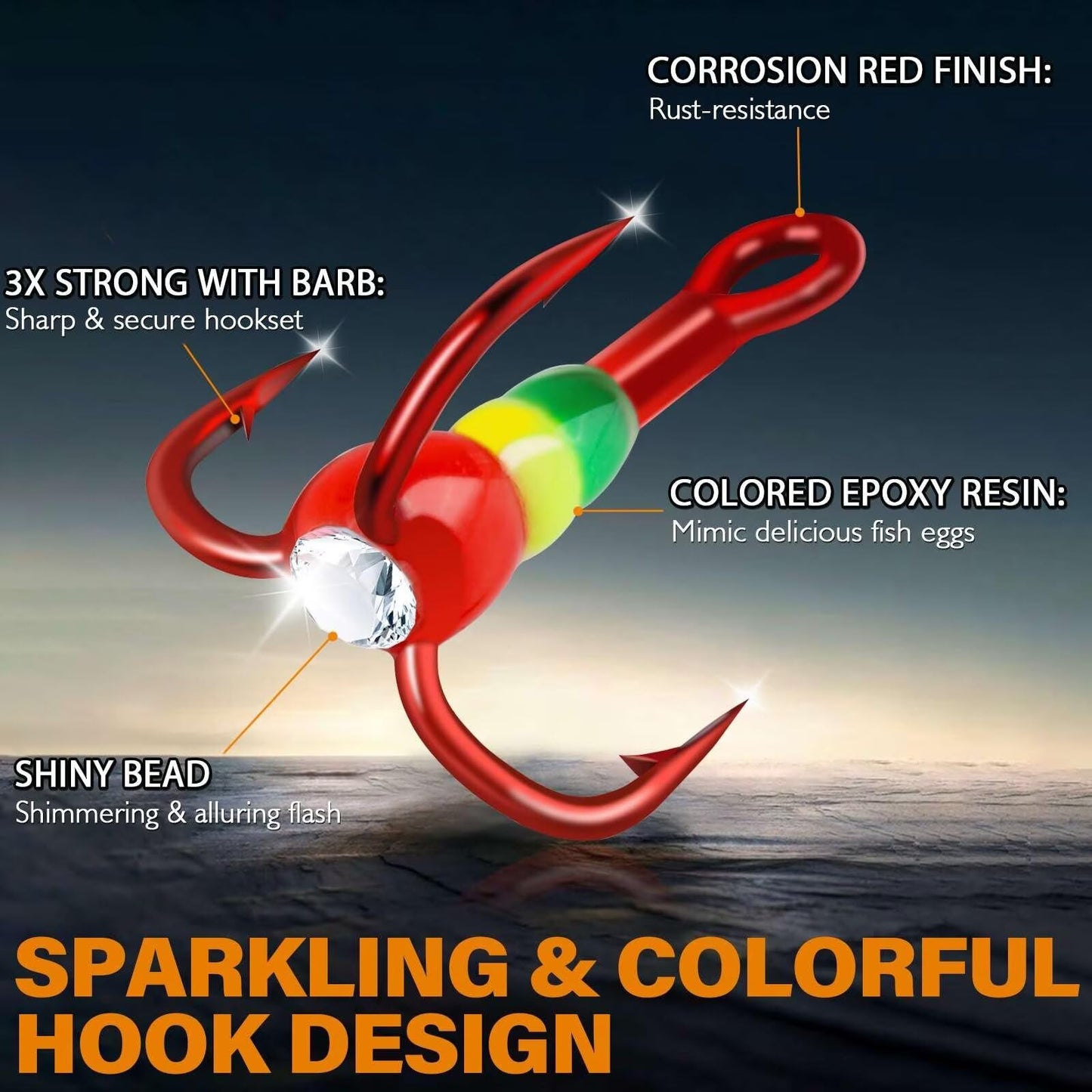 Dovesun Ice Fishing Rattle Spoons Kit Glow Ice Fishing Lures Ice Fishing jigs Accessories Gear Gifts for Walleye Bass Catfish Trout Kit 12PCS