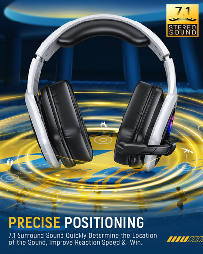 Wireless Gaming Headset for PC, Ps5, Ps4, 2.4 Ghz USB & Type-C Gaming Headphones with Microphone, 30H Battery Bluetooth Headphones for Switch, Laptop, Mobile, Mac
