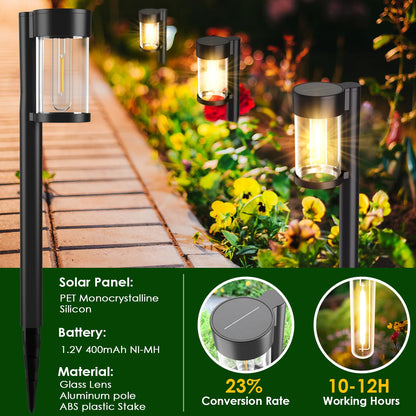 Mancra Solar Lights Outdoor, 10 Pack Glass Metal Solar Pathway Lights Outdoor Waterproof Garden Decor for Outside Yard Patio Lawn Walkway Driveway