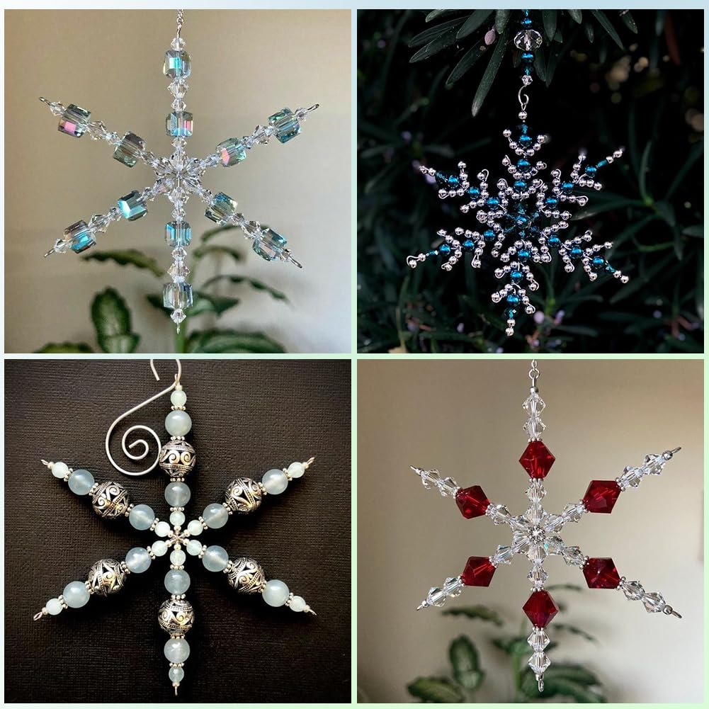 SUNNYCLUE 30Pcs Wire Snowflake Frame Snowflake Ornaments Bulk Iron Winter Decor Alloy Holiday Xmas Christmas Beaded Ornaments Wire for Making Party Beading Project Decorations DIY Crafting Supplies
