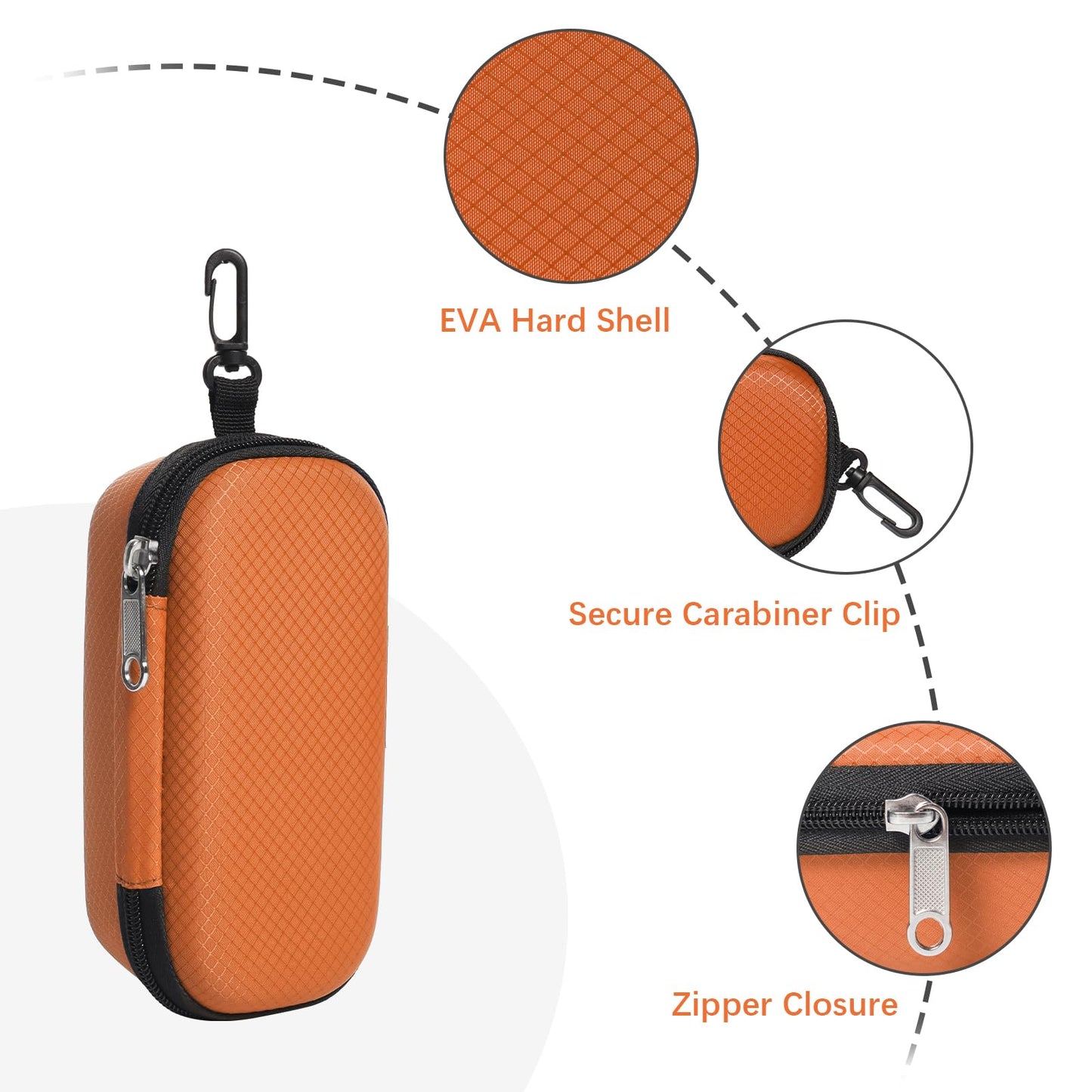 Bukere Double Eyeglasses Case with Adjustable Slots, EVA Hard-shell Travel Dual Glasses Sunglasses Organizer for Men Women (2 Slots, Orange)