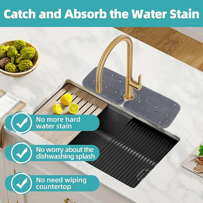 PoYang 4 Pack Faucet Mat for Kitchen Sink Splash Guard Short: Super Absorbent