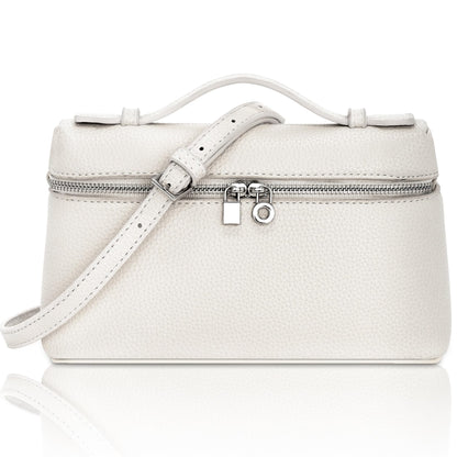 Larcenciel Elegant Small Leather Crossbody Purse for Women, Trendy Cream White Shoulder Bags with Zipper Closure & Adjustable Strap, Cute Top-Handle ladies Handbags for Everyday Work Wedding Going Out