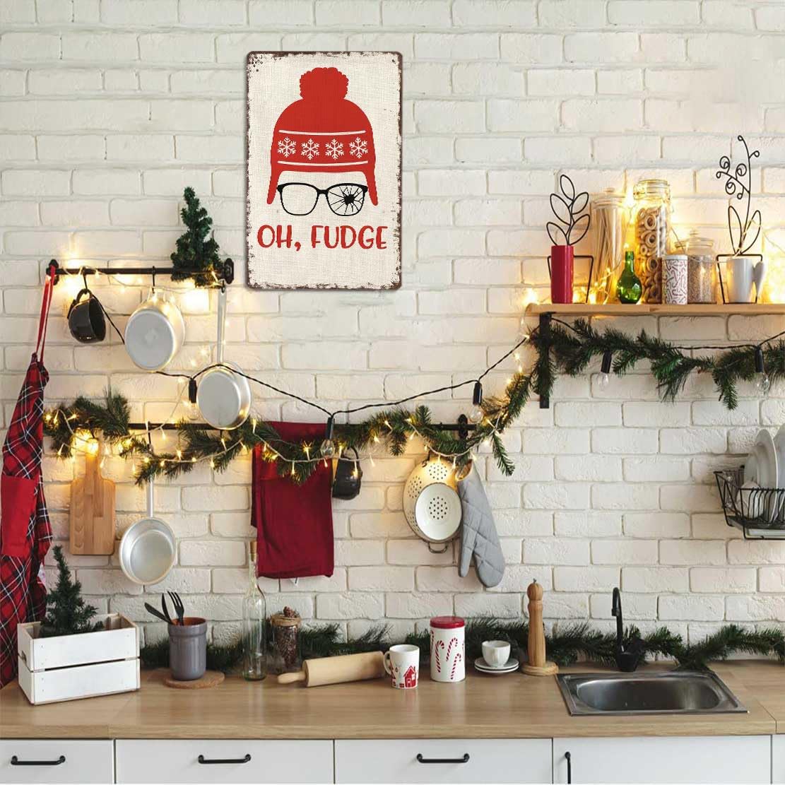 Vintage Christmas Tin Sign 8X12inch-Adds Nostalgic Festive Atmosphere to Any Room Office Bar