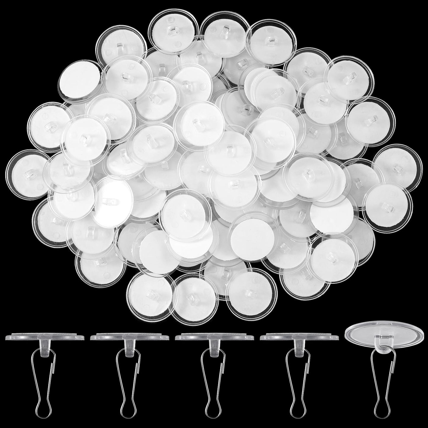 Mxxipp 80 Pack Self-Adhesive Ceiling Hooks for Hanging, Sticky Damage-Free No-Drill Ceiling Discs, Removable Transparent Wall Hanger for Festival Wedding Birthday Party Christams Decorations
