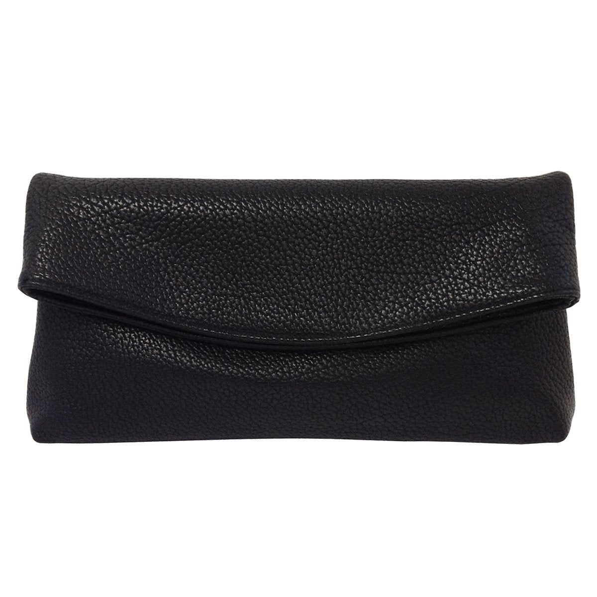 JNB Faux Leather Oversize Foldover Clutch Bag with Zipper Pocket,bk40