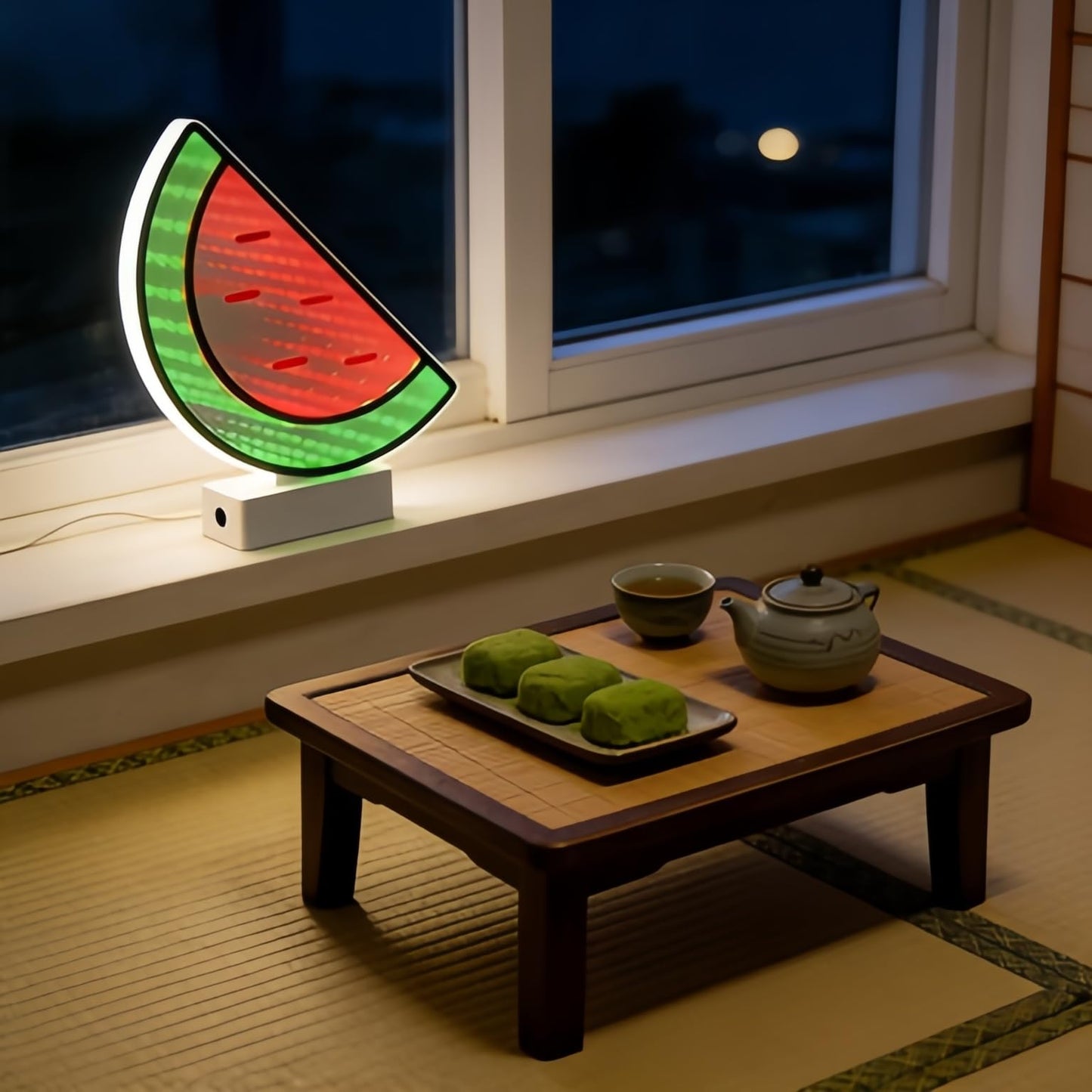 Xusdamyj Infinity Mirror Tunnel Watermelon Neon Sign，Summer Neon Signs Fruit Themed Neons LED ，3D Tunnel Lamp Desktop Lamp for Party Home Decor (Watermelon)