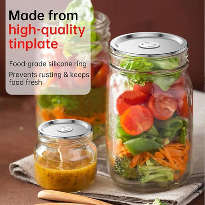 Wide Mouth Canning Lids - 24Pcs Split-Type Metal Mason Jar Lids | Food Grade, Airtight Fit for Ball & Kerr Jars