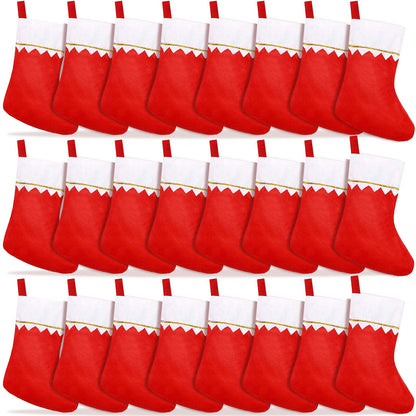 24 Pack Christmas Stockings Bulk 15 Inches Red Felt Xmas Stockings Holiday Big Santa Stockings for Fireplace Hanging Christmas Decorations