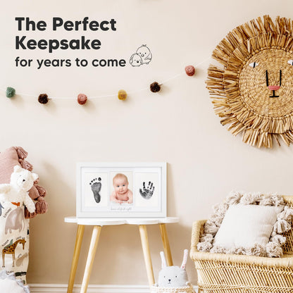 Inkless Baby Hand and Footprint Kit Boy, Girl - No Mess Ink Pad for Handprint, Clean Touch Dog Paw Print Kit, Personalized Baby Shower Gifts, Nursery Newborn Keepsake Frame (Alpine White)
