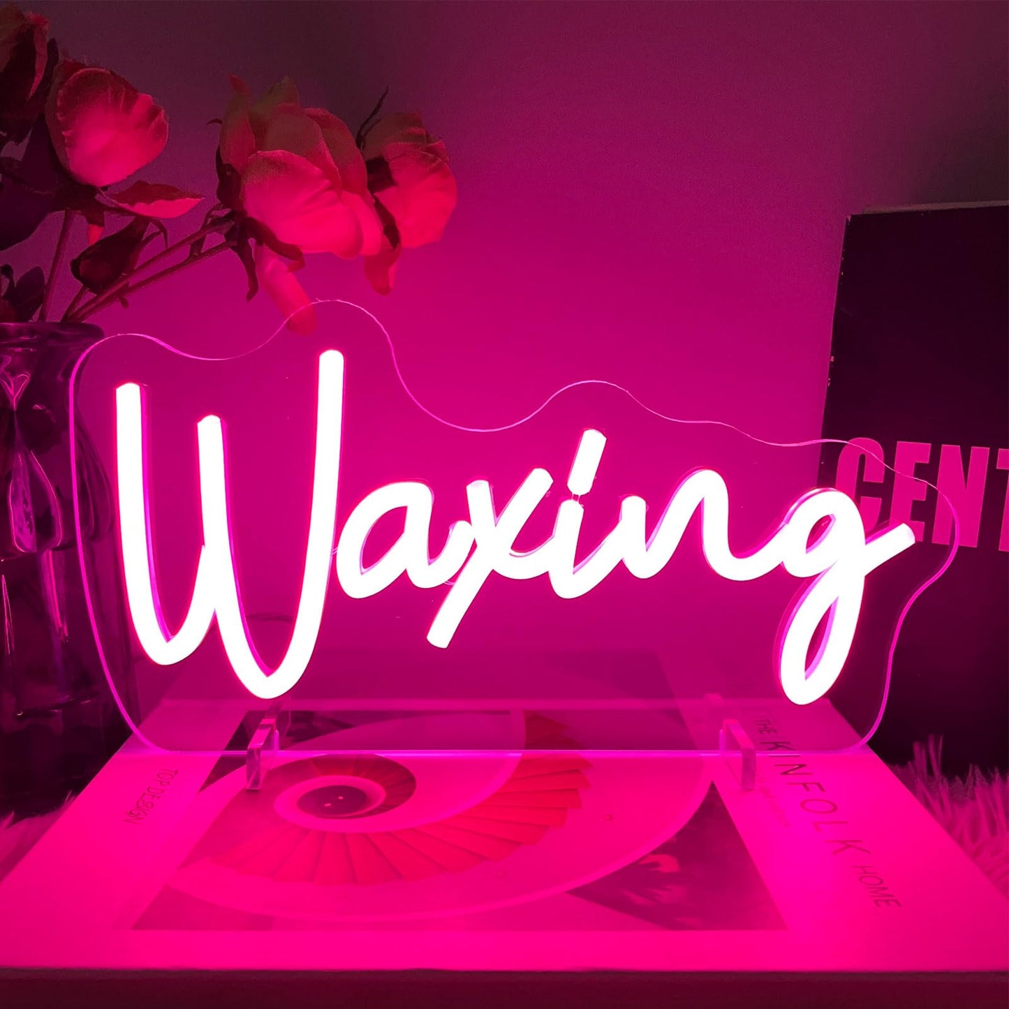 Waxing Table Number Neon Sign Desk Lamp Night Light Wedding Letter LED Neon Sign Wedding Table Decorations Neon Light Shop Bedroom Home Room Decor Christmas Party Pink USB 30×15.7 CM