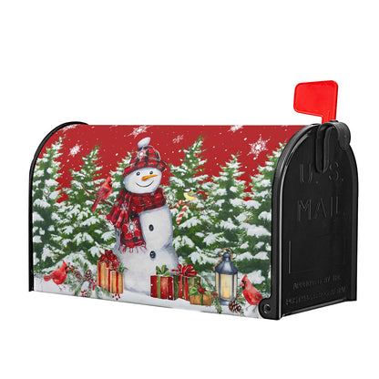 Kawani Christmas Snowman Mailbox Covers Magnetic Standard Size 21"x25.5" Merry Christmas Tree Mailbox Wraps Red Bird Snowflakes Post Letter Box for Holiday Outdoor Decoration