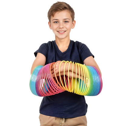 Liberty Imports 6" Jumbo Rainbow Coil Spring - Giant Classic Novelty Toy, Big Fun Large Magic Walking Magic Spring for Fidget and Stress Relief - Great Gift for Kids, Adults (Round)