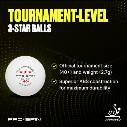 PRO-SPIN Ping Pong Balls – 3-Star ITTF-Approved Premium Table Tennis Balls | High-Performance 40+ ABS Professional Quality for Indoor & Outdoor Play (Pack of 3)