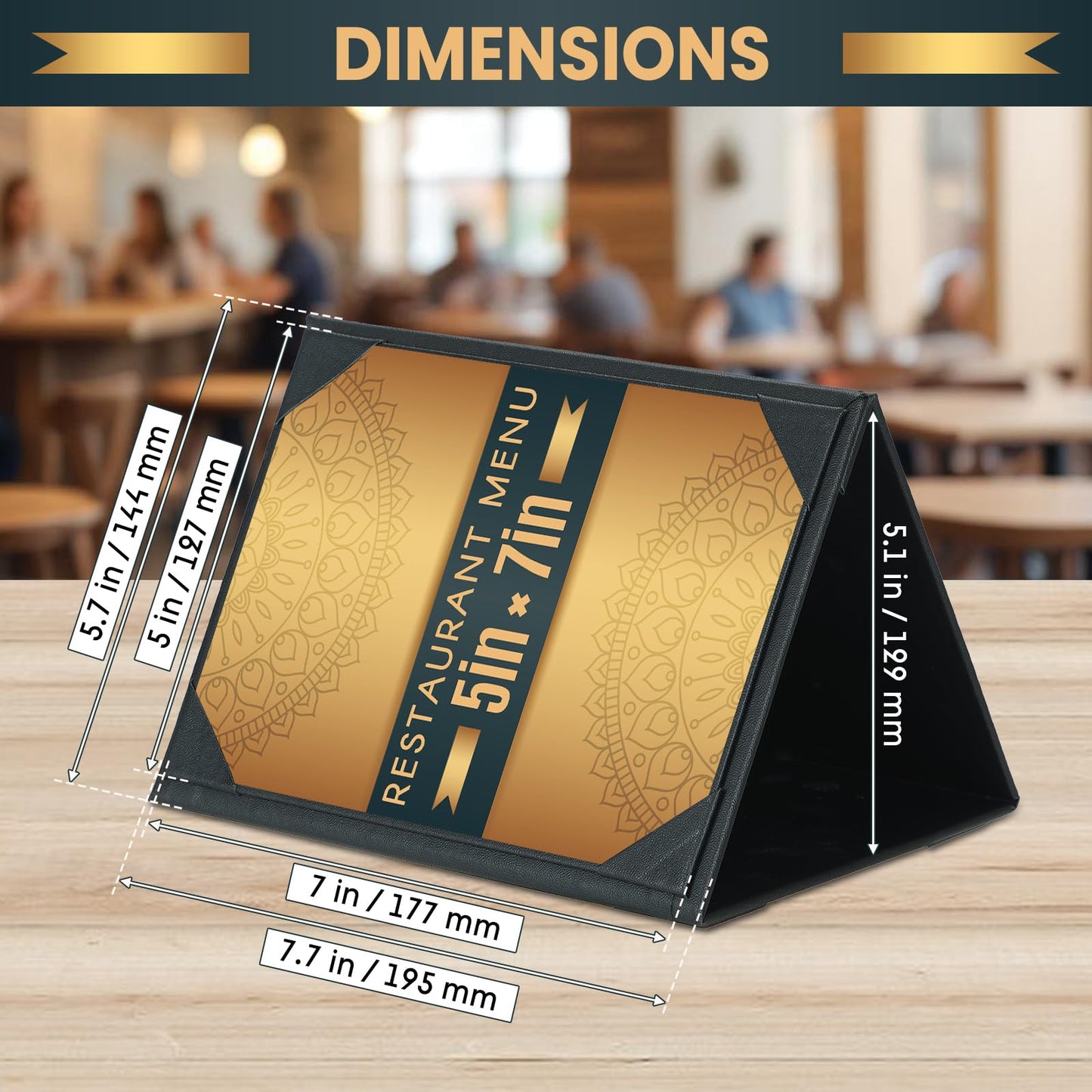 AMGSH 20 Pack 5" × 7" Table Tent Menu Covers, Leatherette PU Leather 3-Side Triangle Picture Frames with Angled Corners, Triangle Menu Holders for Restaurant Coffee Cafe Bar Drink Dessert