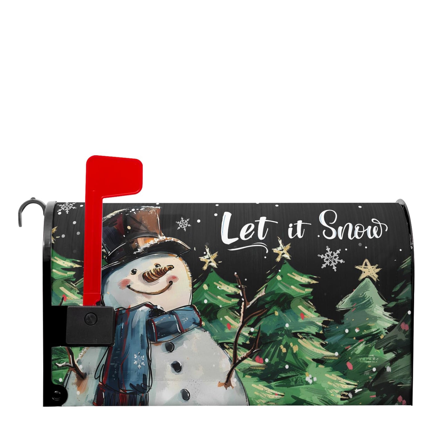 Kawani Winter Snowman Mailbox Covers Magnetic Pine Tree and Snow Outdoor Mailbox Cover Standard Size 18 X 21 Snowflakes Christmas Holiday Mailbox Wrap Post Letter Box Cover Decorative for Home Garden