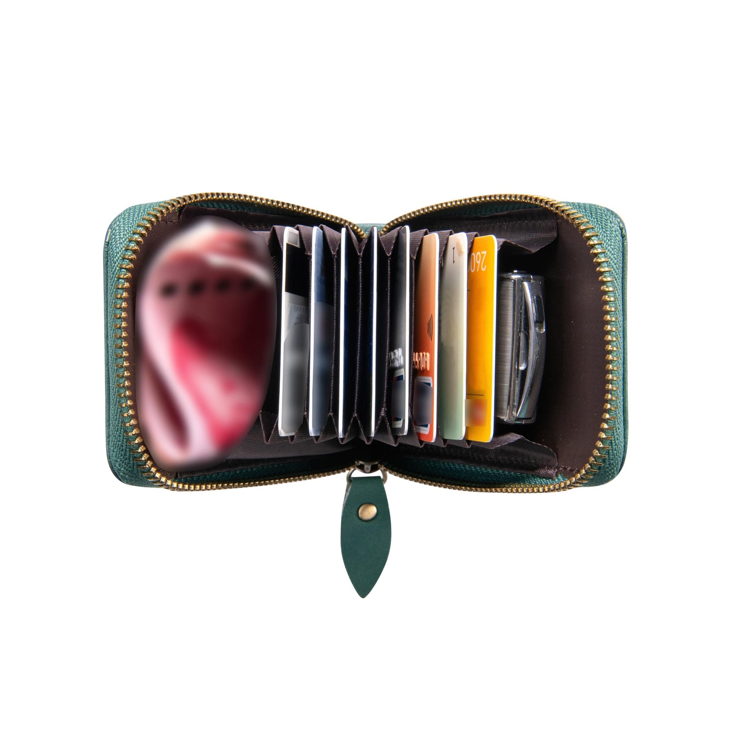 BRASS TACKS Leathercraft Vintage Full Top Grain Leather Wallet RFID Blocking Multi Card Case with Zipper Pocket Card Holder for Men Women Gift Box