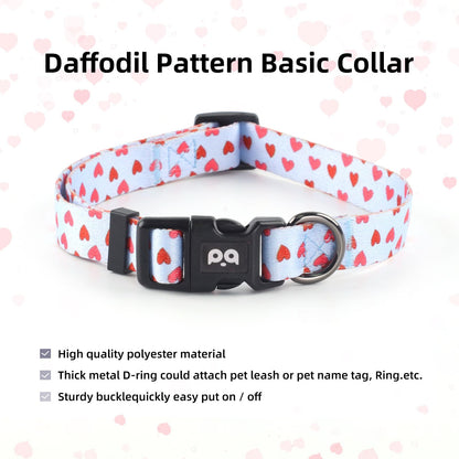 QQPETS Dog Harness Collar Leash - No Pull Pet Adjustable Back Clip Halter Basic Collar Heavy Duty 5FT Anti-Twist Leash for Extra Small Puppy Medium Large Breed Training Easy Walk(S,Blue Love)
