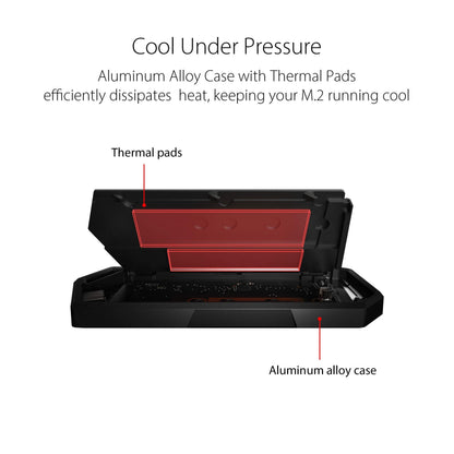 ASUS ROG STRIX Arion Aluminum Alloy M.2 NVMe SSD External Portable Enclosure Case Adapter, USB 3.2 Gen 2 Type-C (10 Gbps), USB-C to C and USB-C to A Cables, Fits PCIe 2280/2260/2242/2230 M Key/B+M Key