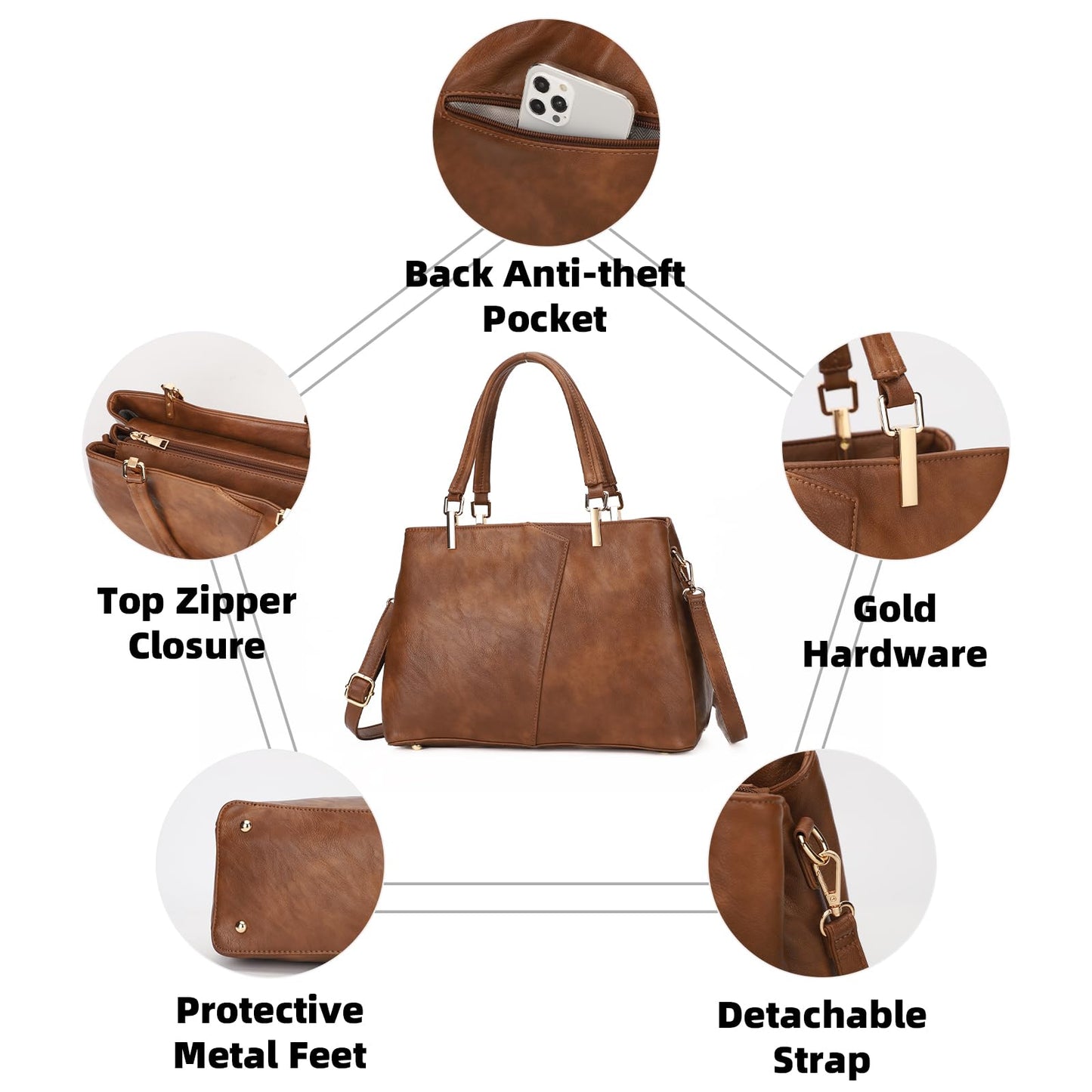 KouLi Buir Hobo, PU Leather Purses and Handbags - Shoulder, Crossbody, Top Handle, Tote Bag (Brown)