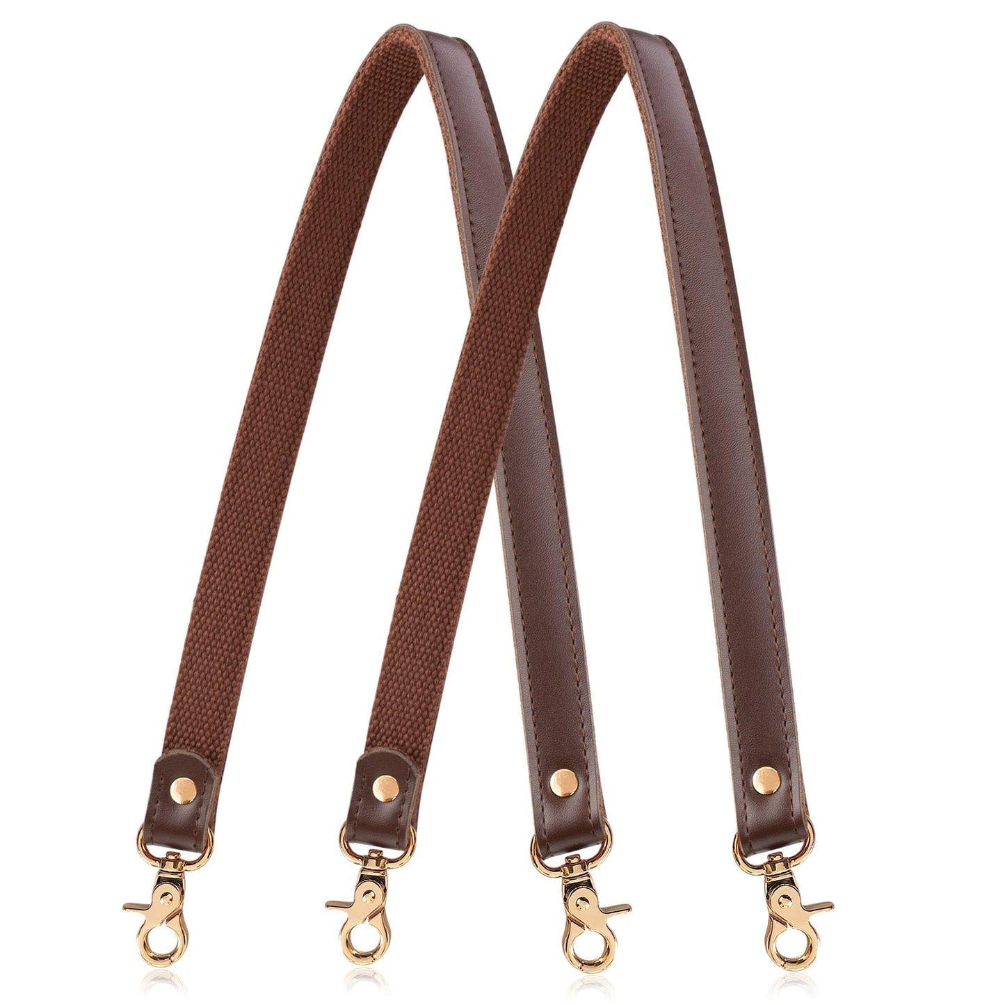 Allzedream Genuine Leather Purse Strap Sewing Canvas Replacement Handbag Shoulder Bag 2 Pcs (Coffee, Gold Hardware)