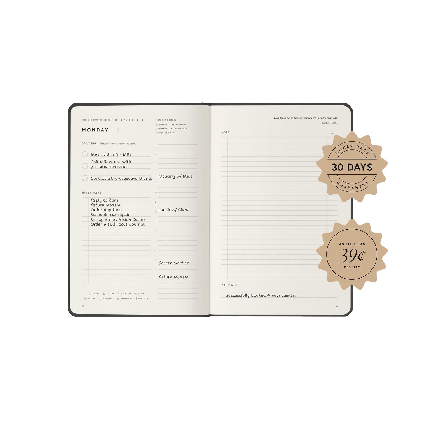 Full Focus Latte Linen Planner by Michael Hyatt - The #1 Daily Planner to Set Annual Goals, Increase Focus, Eliminate Overwhelm, and Achieve Your Biggest Goals - Hardcover