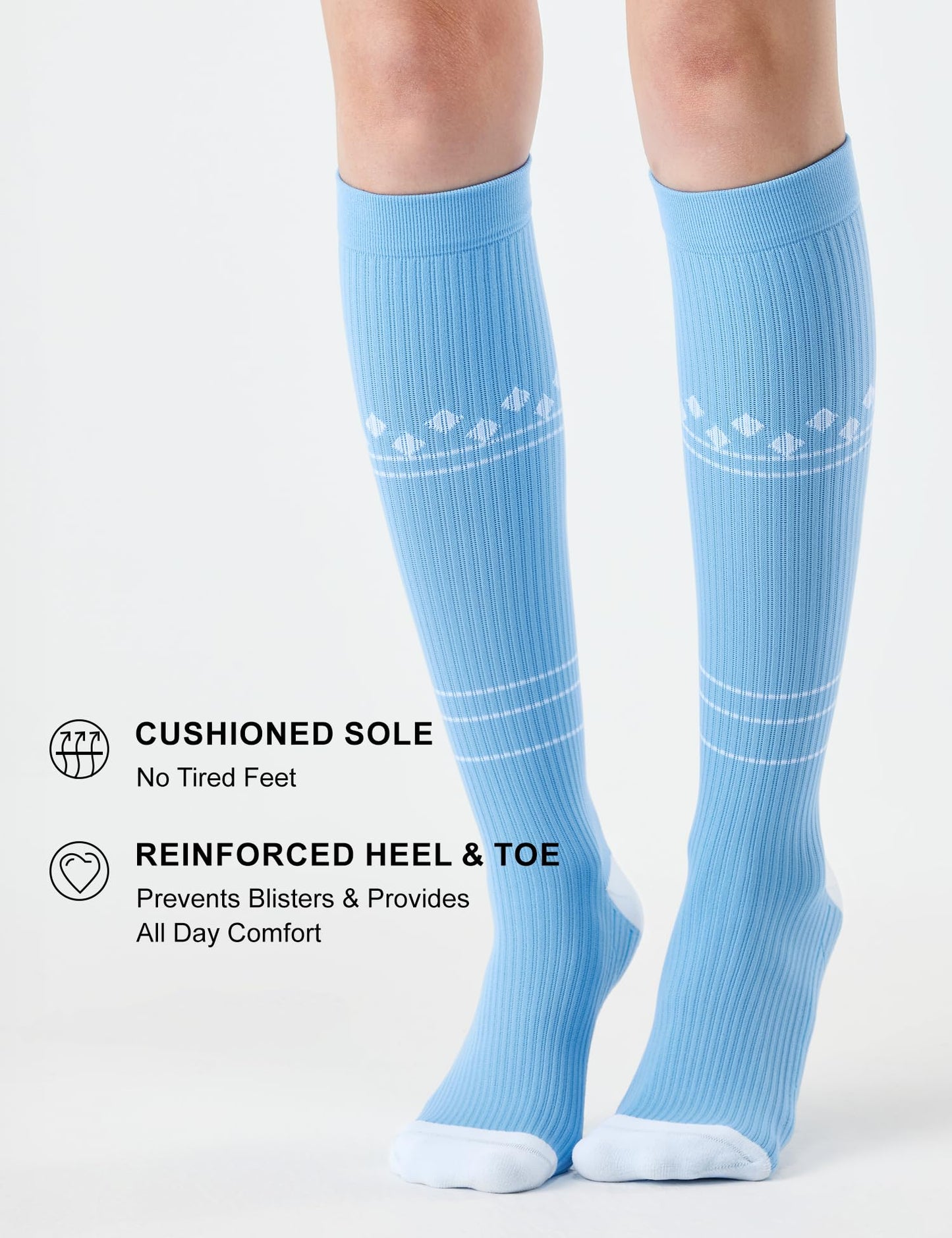FITRELL 3 Pairs Compression Socks for Women and Men 20-30mmHg - Support for Travel, Running, Nurse, Knee High, Neopolitan S/M