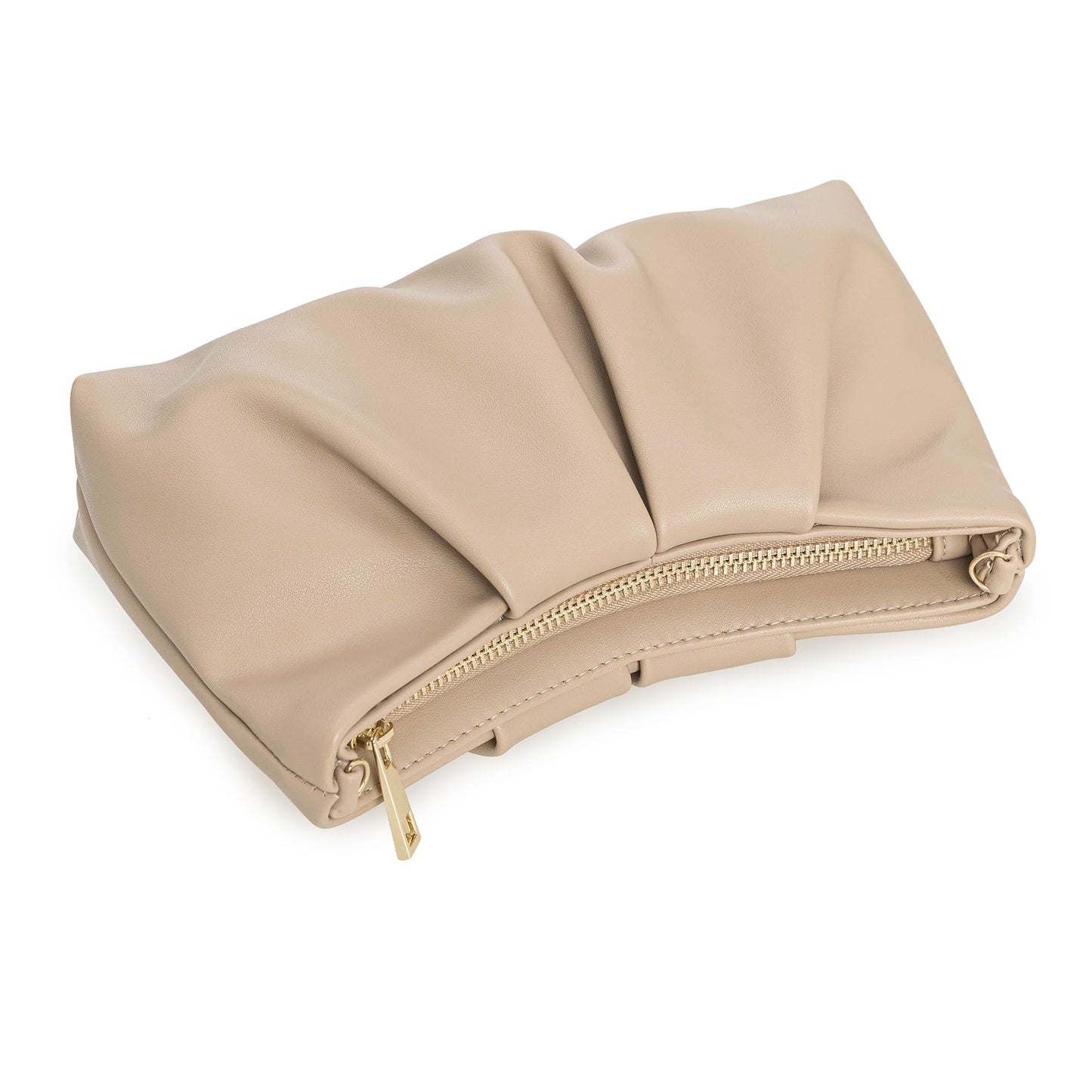 CHARMING TAILOR Women Clutch Bag Dressy Formal Handbag Pleated PU Clutch Purse for Cocktail Prom Wedding Party (Taupe)
