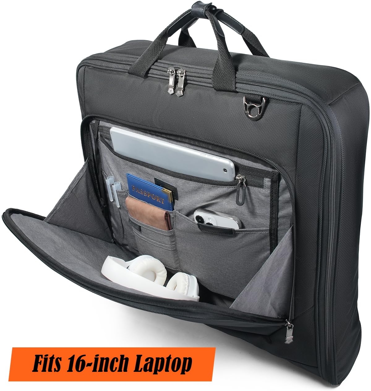 WELKINLAND 3-Suits Garment Bag for Travel with Toiletry Bag, 30L-Large Suit Carry On Garments Bag for Travels, 15-Pockets Suits Holder Travel Bags, Wrinkle-Free Suit and Dress Garment Bag for Travels
