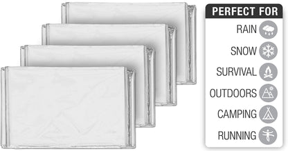 Swiss Safe 10 Pack Mylar Emergency Blankets for Survival - Compact & Insulated for Cold Weather - Designed for NASA, Outdoor, Running, Camping, Survival, First Aid Car Kit - Silver, 10 Pack