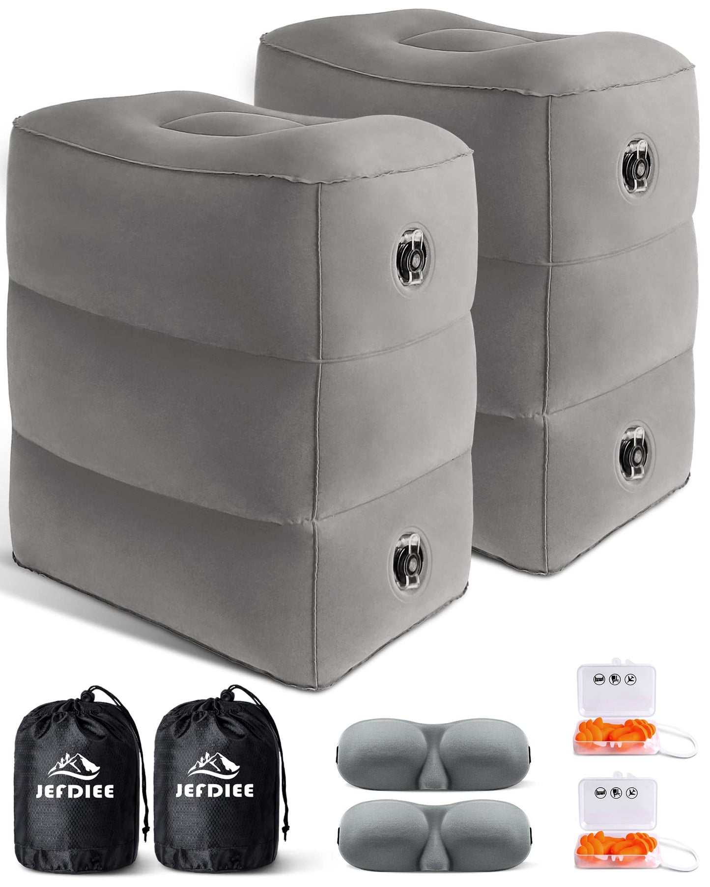 JefDiee Inflatable Travel Foot Rest Pillow,Kids Airplane Bed,Adjustable Height Flight Pillow,Travel Essentials for Airplane,Office,Home,Trains,Cars