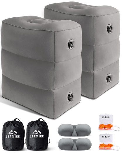 JefDiee Inflatable Travel Foot Rest Pillow,Kids Airplane Bed,Adjustable Height Flight Pillow,Travel Essentials for Airplane,Office,Home,Trains,Cars