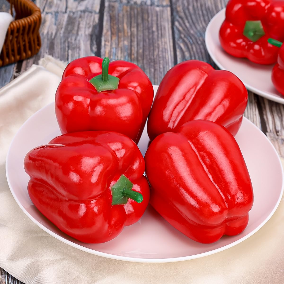 Gresorth 8pcs Artificial Big Bell Red Pepper Decoration Fake Vegetable Home Kitchen Cabinet Model