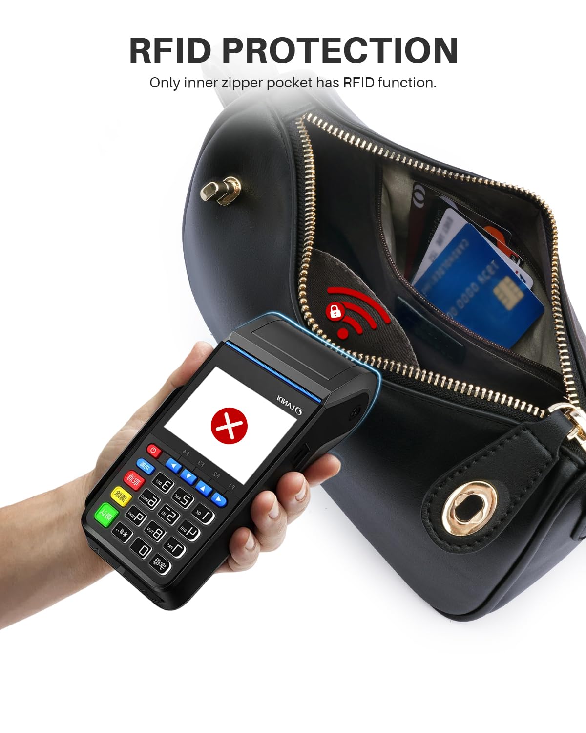 CHOLISS Shoulder Bag for Women, RFID Anti-Theft Crossbody Bags for Women, Vegan Leather Purse Handbags with Zipper Closure