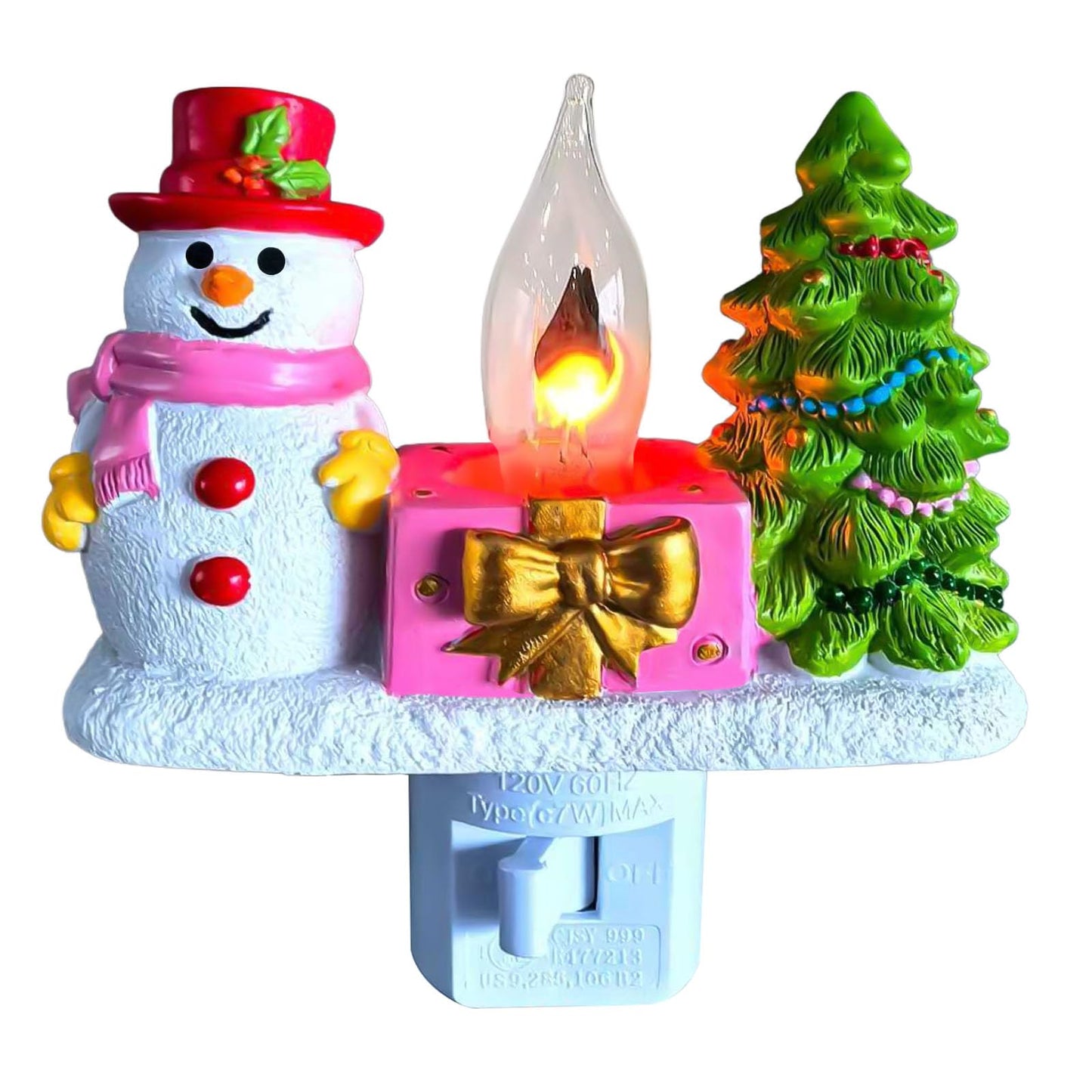 nlaa Christmas Campfire Flickering NightLight,Cute Polyresin Swivel Plug Flickering NightLight,Plug-in Figurine Lamp for Holiday Decor, Indoor Campfire Night Light with Flicker Bulb,Figurine Light