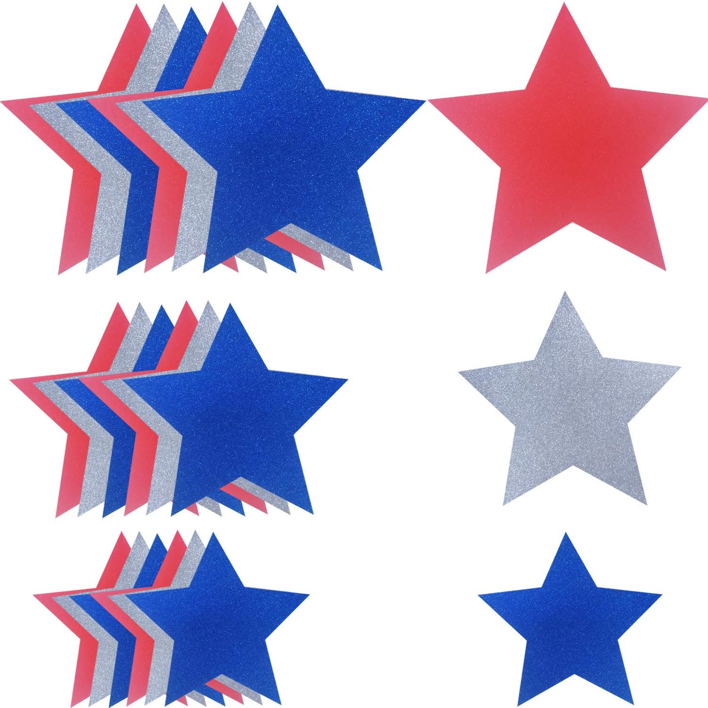 Aflyu Patriotic Star Cutouts Glitter Cutouts Kit 4th of July Decoration for Independence Day 45 Pieces