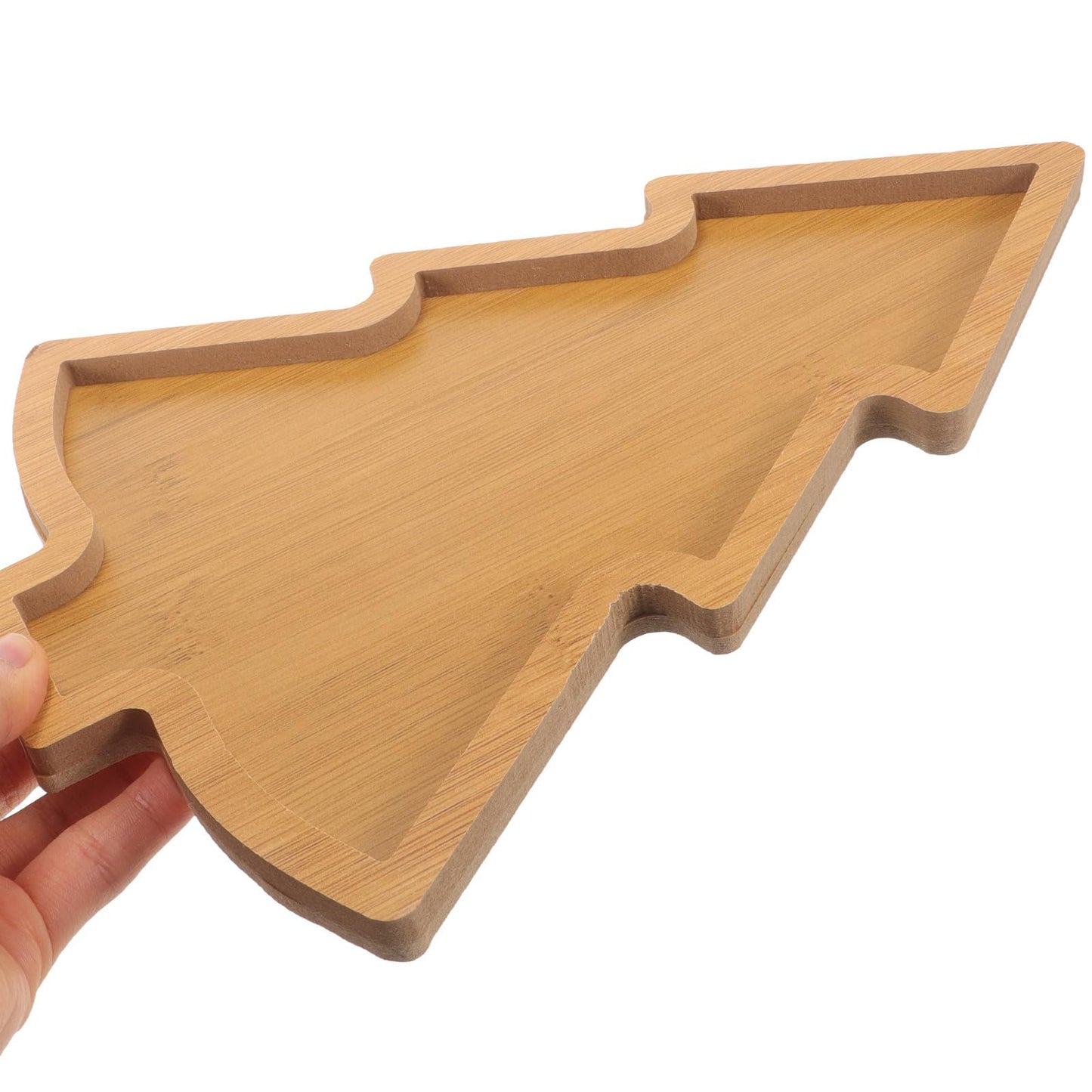 Amosfun Christmas Tree Appetizer Tray Wooden Tree Shaped Plate Fruit Sushi Serving Platter Charcuterie Board Christmas Party Supply Dessert Platter Snack Dish 7.6 x 11 x 0.5 Inch