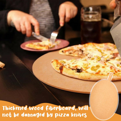 Lounsweer 24" × 20" Round Pizza Board with Handle, Wood Fiber Pizza Peel, Non-slip Cutting & Serving Board, Heavy Duty Wooden Serving Tray for Baking, Charcuterie & Kitchen Use