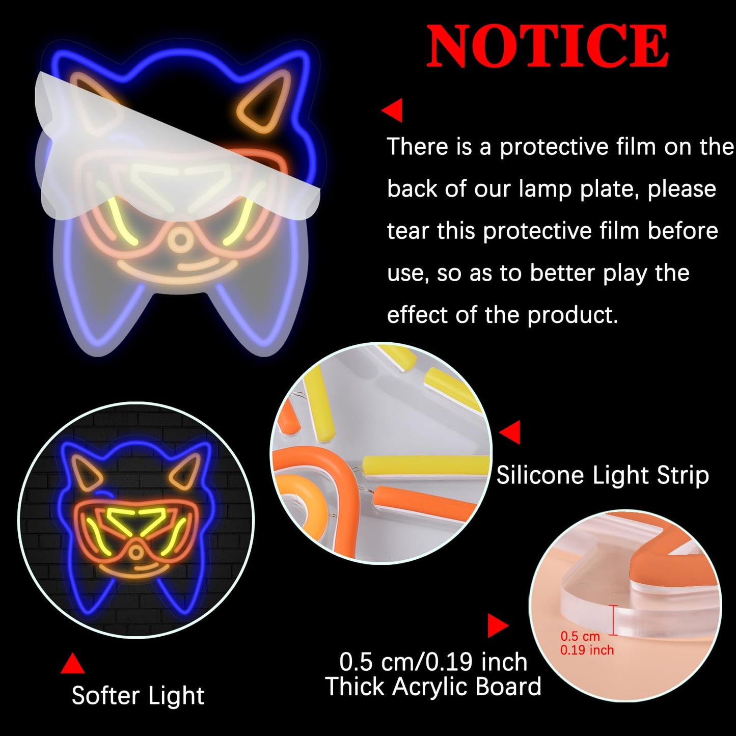Babymiu Blue Cute Animal Led Lamp Neon Sign Room Decor. Cartoon Christmas Gifts Merch Party Supplies for Sign Wall Art Decoration Acrylic USB Powered Unique Night Light Living Kids Room Shop Bar