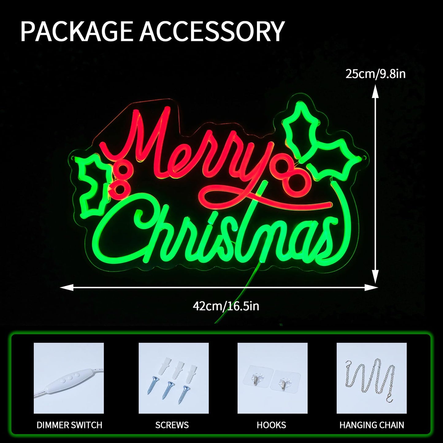Virlusy Merry Christmas Neon Signs for Wall Decor Dimmable Merry Xmas Led Lights Signs Letters Neon Light for Christmas Party Living Room Pub Bar Bedroom Home Shop Decorations Birthday Gifts
