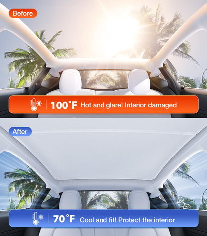 VICSEED [Superior Anti-UV & Sag-Free] Tesla Model Y Sunshade Roof with Storage Bag, Heat Insulation Sunroof Shade for Tesla Model Y Accessories Only Fit for 2024 2023 2022 2021